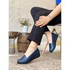 GENERICO - Mocasines de Vestir en Cuero Legítimo en taco cuña de 3 cm