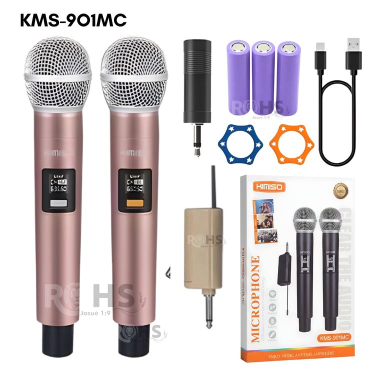 Microfono Karaoke Antiruido para Interior y Exterior KMS-901MC Rosado