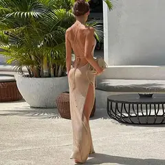 TIOZONEY - Vestido de playa para mujer - Beige
