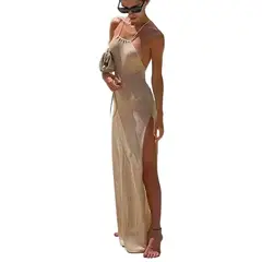 TIOZONEY - Vestido de playa para mujer - Beige