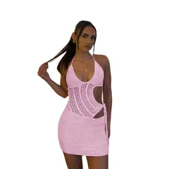 TIOZONEY - Vestido de playa para mujer - Rosado