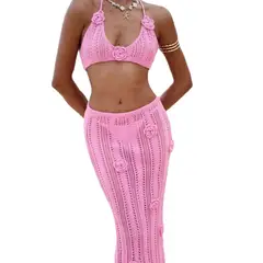 TIOZONEY - Vestido de playa para mujer - Rosado