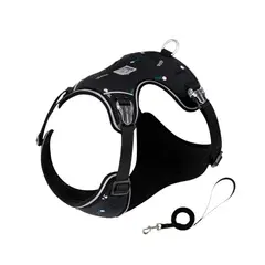 TRUELOVE - Conjunto Arnes Y Correa Nature Negro Talla XS - 45-55cm