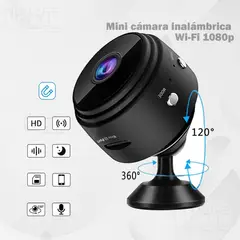 GENERICO - Mini cámara inalámbrica Wi-Fi 1080p Detección de movimiento modo nocturno batería incorporada