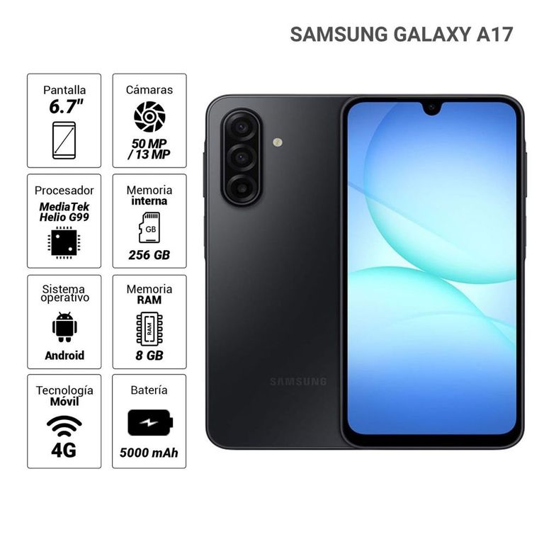 Celular Galaxy A17 SM-A175FZKKLTP 4GB 256GB 50MP Negro