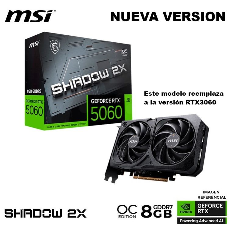 Tarjeta Grafica NVIDIA RTX5060 SHADOW 8GB OC GDDR7
