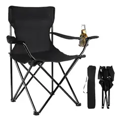 SM - Silla Asiento Plegable Con Posa Brazos Y Posavaso Importada NEGRO