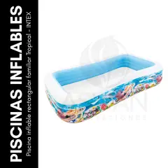 GENERICO - Piscina inflable rectangular familiar Tropical - INTEX