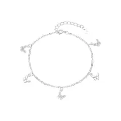 SANTORAL - Pulsera Mariposas Colgantes Brillos - Plata