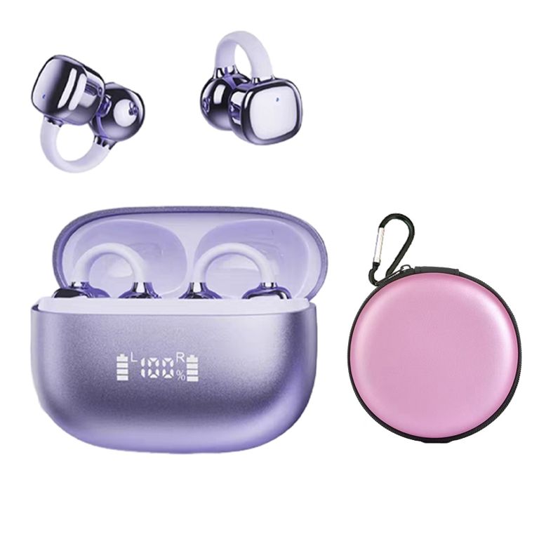 Audífonos Clip Plus RS119 TWS Bluetooth 6.0 - Morado y estuche