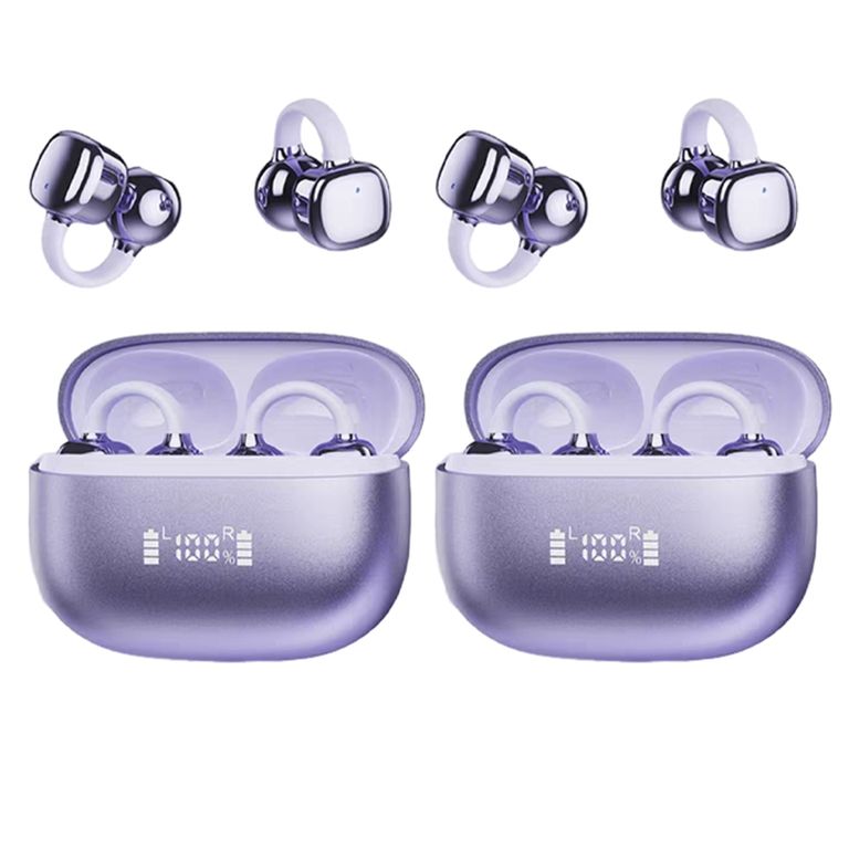 Set 2 De Audífonos Clip Plus RS119 TWS Bluetooth 6.0 - Morado