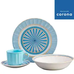 CORONA - Juego de Vajilla Azura 16 Piezas-Vajillas