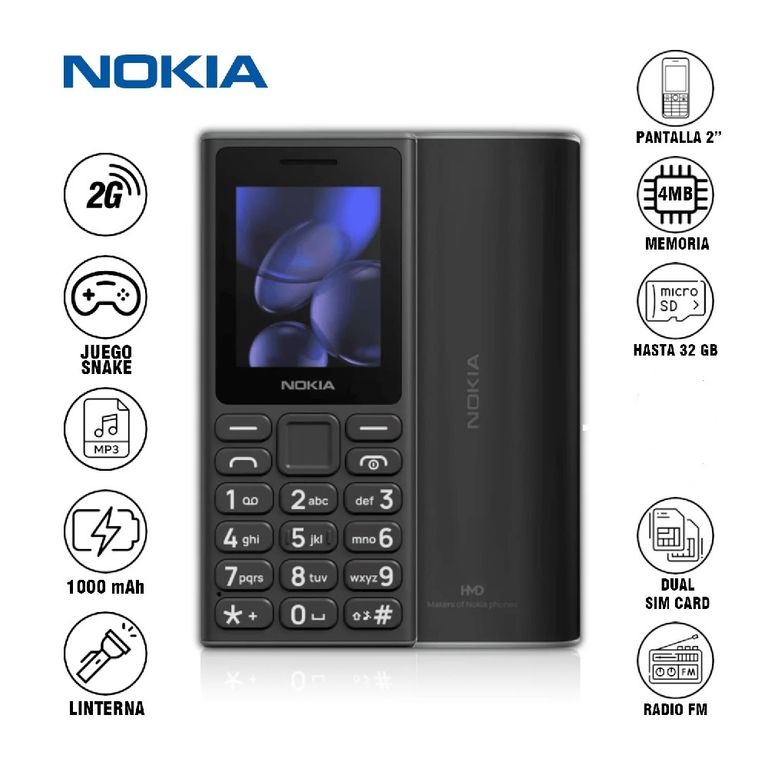 Teléfono 105 2G Dual Sim Batería Duradera Pantalla 2 Pulgadas
