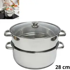 ICHIMATSU - Vaporera con Tapa de Vidrio de 2 Niveles Ø 28 cm-