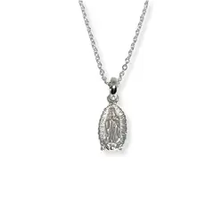 SANTORAL - Dije Virgen de Guadalupe Chico y Cadena - Plata