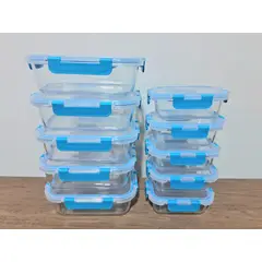 GENERICO - Set de 10 pyrex de Vidrio 05 de 1000 cc y 05 de 360 cc para almacenamiento de alimentos