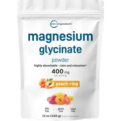 GENERICO - Polvo de magnesio, 12 onzas (56 porciones) - Polvo de glicinato de magnesio -