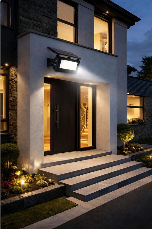 FOCO LÁMPARA REFLECTOR LUZ LED LUMINARIA SOLAR PARED Y CONTROL 200W PLEGABLE JARDÍN TERRAZA IP67