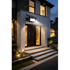 CAFINI - FOCO LÁMPARA REFLECTOR LUZ LED LUMINARIA SOLAR PARED Y CONTROL 200W PLEGABLE JARDÍN TERRAZA IP67