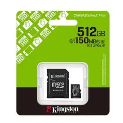 KINGSTON - Memoria Micro SD 512 GB Canvas Select Plus - Clase 10 UHS-I - 150MB/s - A1 -