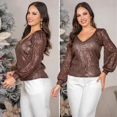 GENERICO - Blusa en Tela de Lentejuelas