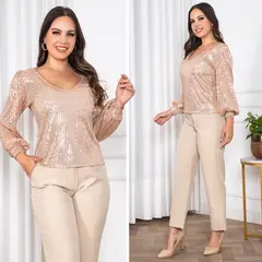 GENERICO - Blusa en Tela de Lentejuelas