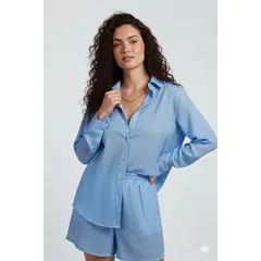 MISS LADY - Blusa Básica de Lino Mujer