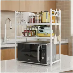 GENERICO - Estante Organizador de Microondas Multiusos de 3 Niveles 78x60x36cm - Blanco - M