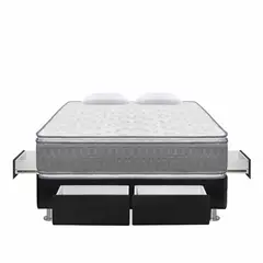 FORLI - Cama 4 Cajones Igneo Pillow Gris 2 Plazas