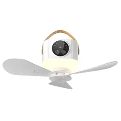 GENERICO - Ventilador de Techo Portátil USB Tipo C con Luz Nocturna, Control Remoto y 4 Velocidades