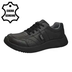 BRUNO KIDS - ZAPATILLA ESCOLAR UNISEX DE CUERO NEGRO PASADOR