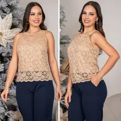 GENERICO - Blusa en Tela Encaje Guipur