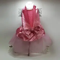 GENERICO - VESTIDO ELEGANTE PARA MASCOTA CON TUL Y RHINESTONES CIERRE VELCRO TALLA L