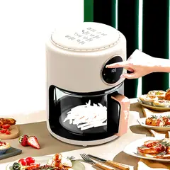 GENERICO - Freidora de Aire de Vidrio PERFERATE 4.2 L 1200 W con Canasta Transparente 360°