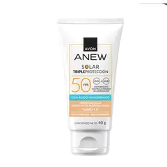 AVON - Protector solar Anew Solar SPF 50 con acido hialuronico tono Claro 1.0