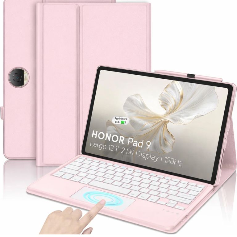 Funda Con Teclado Bluetooth Touchpad para Honor PAD 9 12. 1" - ROSADO