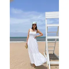 GENERICO - VESTIDO PLAYERO DE VERANO BLANCO DE MUJER