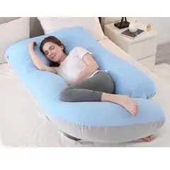 GENERICO - Almohada Multipostural Embarazo Embarazada Lactancia en forma de G Celeste con Gris