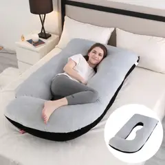 GENERICO - Almohada Multipostural Embarazo Embarazada Lactancia en forma de G Negro con Gris