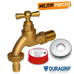 DURAGRIF - Caño de Jardín de Bronce Forjado con Rosca Larga y Accesorios