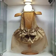 GENERICO - VESTIDO DORADO PARA MASCOTA CON TUL Y RHINESTONES CIERRE VELCRO - TALLA XS