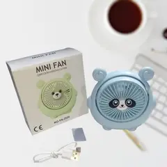 GENERICO - Mini Ventilador 3 velocidades para Escritorio Osito Celeste