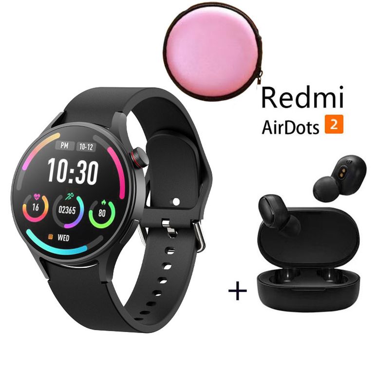 Reloj inteligente de moda y Audifonos Redmi AirDots 2 Negro y Estuche