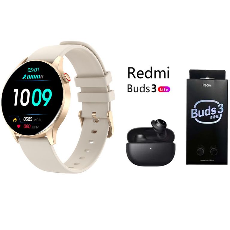Reloj inteligente deportivo Y85+Audifonos Redmi Buds3 Lite Blanquecino