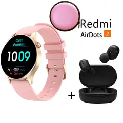 XIAOMI - Reloj inteligente deportivo Y85 + Redmi AirDots 2 y Estuche - Rosa