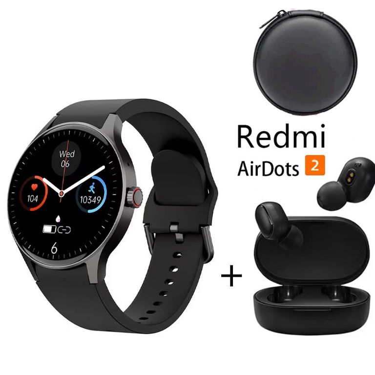 Smartwatch Y80-R y Audifonos Redmi AirDots 2 y Estuche