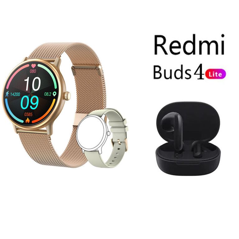 Reloj inteligente Y86 Dorado + Redmi Buds 4 Lite Negro