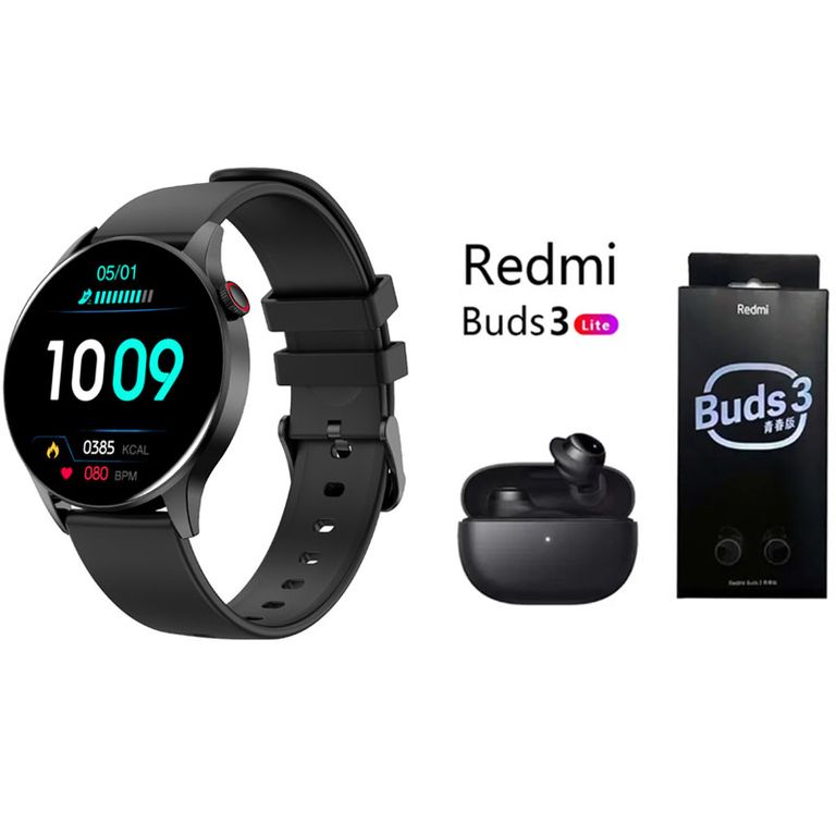 Reloj inteligente deportivo Y85+Audifonos Redmi Buds 3 Lite Negro