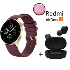 XIAOMI - Reloj inteligente deportivo Y85 + Redmi AirDots 2 y Estuche - Morado