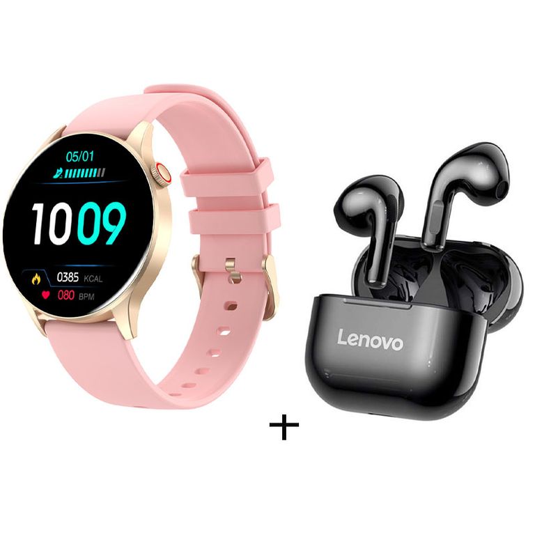 Reloj inteligente deportivo Y85 y LP40 Auriculares - Rosa